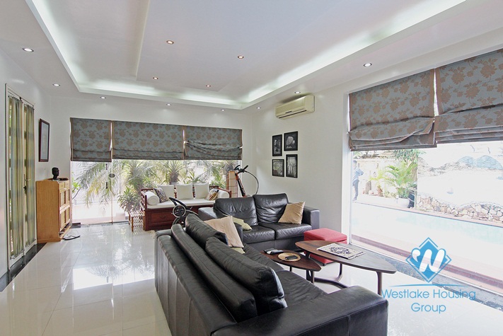 Modern house for rent with garden & swimming pool in Tay Ho, Hanoi
